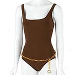 Michael Kors Solid 1pc Swimsuit With Chain Belt