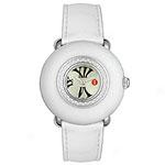 Michele Women's Diamond White Leather Watch