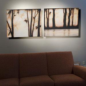 Misty Forest Placed Of 2 Ohtdoor Canvas Prints
