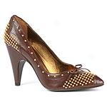 Miu Miu Brown Leather Pump Wirh Gold Studs