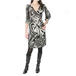 Moa Moa Black & White Mock Wrap Dress