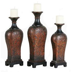 Modena Set Of 3 Resin Candleholders