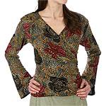 Msk Textured Gold Foil Floral Print Surplice Top