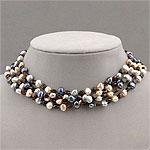 Multicolor 4-row Pearl & Garnet Necklace