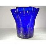 Murano Blue Spotted Scrf Vase