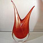 Murano V Red & Gold Vase