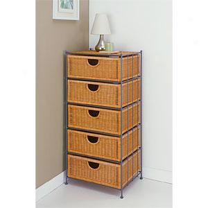 Natural Wicker 5-drawer Chest