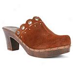 Nicole Hattie Studded Suede Clog In c~tinuance Wooden Heel