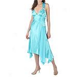 Night Way Turquoise Handkerchief Hem Dress