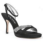 Nina Gemini Black Satin Ankle Strap Sandal