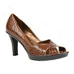 Nina Seanna Ostrich-embossed Brown Platform Pump