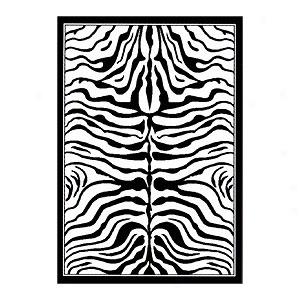 Novelty Machine-made Black & White Zebra Print Rug