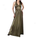 Oc By Oc Olive Stretch Satin Beaded Halrer Dress