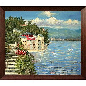 Oceanside Villa Hand-painted Framed Canvae Art