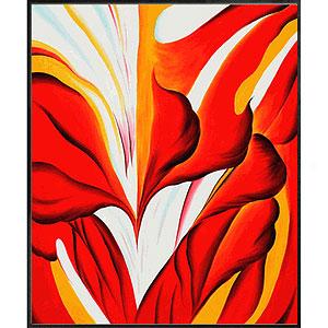 O'keeffe Red Canna Framed Oil Painting