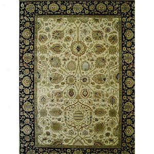 One Of A Kind Ivory Hand Knotted Satillo Rug