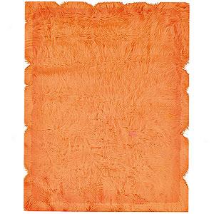 Orange Faux Sheep Skin Rug