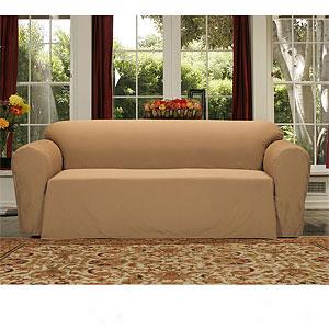 Ottoman Rib Round Arm Slipcover