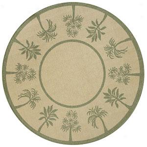 Hand-breadth Border Sage 8 Foot Round Indoor/outdoor Rug