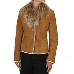 Pasha & J Genuine Suede Jacket With Fur Ring