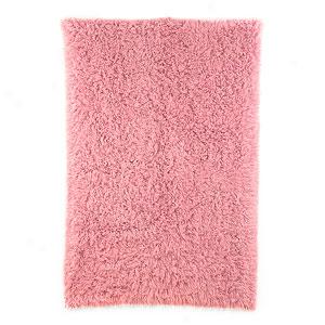 Pastel Pink Flokati Shag Hand Woven Wool Rug