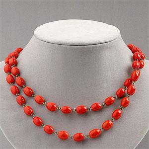 PaulaA bdul Long Blood Red Bead Necklace