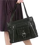 Perlina Black Leather Shopper/tote Handbag