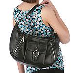 Perlina Large Pebbled Leather Hobo With Zippers