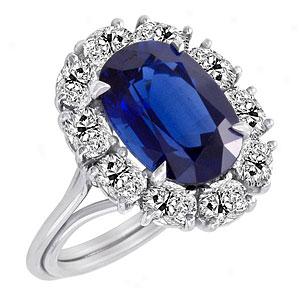 Platinum 10.50 Cttw. Sapphire & Diamond Ring