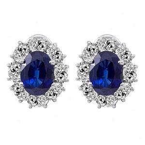 Platinum 11.00 Cttw. Sapphire & Diamond Earrings