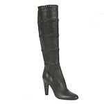 Prada Over The Calf Leather Boot With Side Zippper