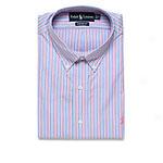 Ralph Lauren Custom Fit Striped Blue Dress Shirt