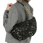 Rampage Ruched Faux Leather Crescent Handbag