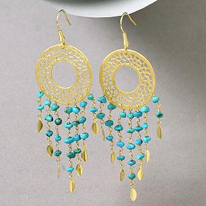 Rf Designer 18k Plated Turquoise Chandelier Ear