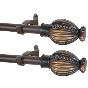 Roman Bronze Crown Curtain Rod Set