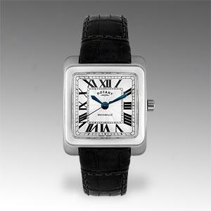 Rotary Men's Black Leather Mechanical Watch