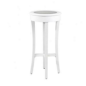 Round Reflector Top White Accent Table