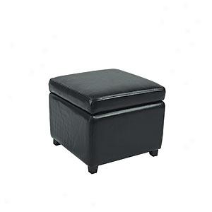 Safavieh Jonathan Black Leather Storage Ottoman