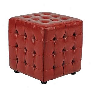 Safavieh Kristof Red Leather Ottoman