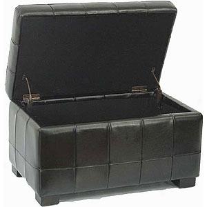 Safavieh Manhattan Black Leather Storage Ottoman