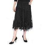 Sandra Darren Black Mesh Tiered Skirt With Ruffles