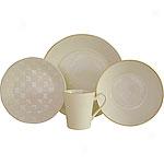 Sango 16pc Checkers Cream Dinnerware