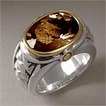 Scott Kay 18k Gold & Silver Smoky Quartz Oval Ring