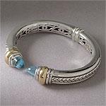 Scott Kay 18k & Siver Blue Topaz Hinge Bracelet