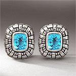 Scott Kay Blue Topaz Basketweave Earrings