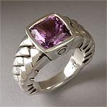 Scott Kay Silver Cushion Cut Amethyst Ring