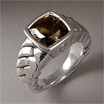 Scott Kay Silver & Smokey Quartz Square Ring