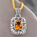 Scott Kay Sterling Silver Orange Quartz Pendant