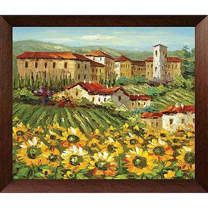 Sea Of Sunflowers Hand-paintde Framed Canvas Art