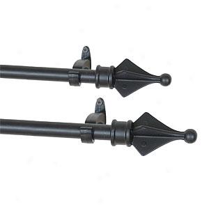 Set Of 2 Arrow Black Matte Curtain Rods